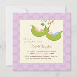 ポッドツインボーイ女の子ベビーシャワー招待状 招待状