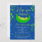 ポッドブルー三つ子クールの関節パーティーの可愛いエンドウ 招待状 (正面)