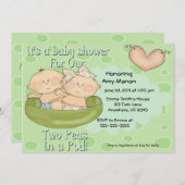 ポッドボーイの中の2つの豆ガールベビーシャワー招待状 招待状 (正面/裏面)