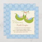 ポッドボーイ双生児ベイビーシャワー招待状 招待状 (正面/裏面)