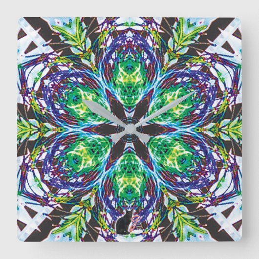 ポッド万華鏡のように千変万化するパターン スクエア壁時計 (正面)