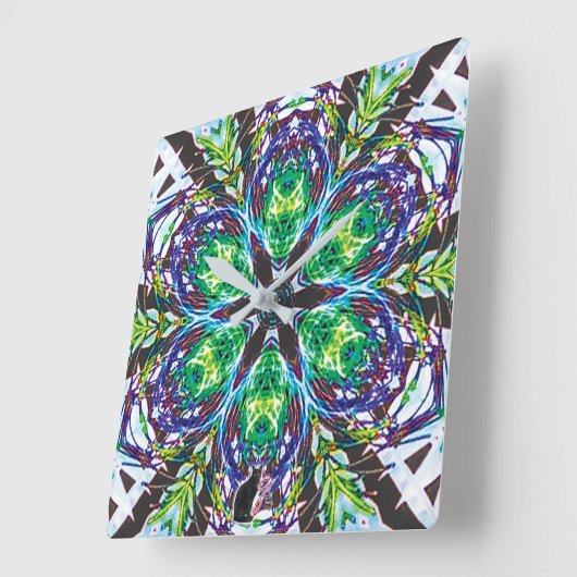 ポッド万華鏡のように千変万化するパターン スクエア壁時計 (傾斜)