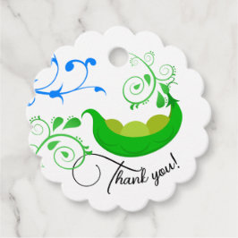 ポッド三つ子の中のかわいいエンドウ緑ありがとうパーティー フェイバータグ