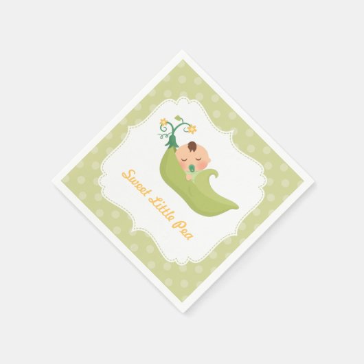 ポッド内のスイートピー男の子の赤ちゃんシャワーパーティー用品 スタンダードカクテルナプキン (角)