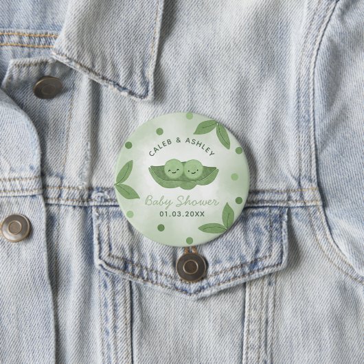 ポッド内の2つのエンドウの男の子の赤ちゃんシャワーボタン 缶バッジ (インサイチュ)
