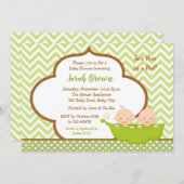 ポッド内の2つのエンドウ豆ベイビーシャワー招待状(ニュートラル) 招待状 (正面/裏面)