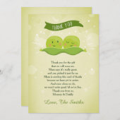 ポッド内の2つのエンドウ豆ベビーシャワーサンキューカードツイン サンキューカード (正面/裏面)