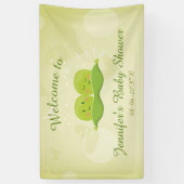 ポッド内の2つのエンドウ豆ベビーシャワーバナーツインズニュートラル 横断幕 (縦)