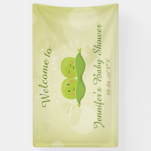 ポッド内の2つのエンドウ豆ベビーシャワーバナーツインズニュートラル 横断幕 (縦)