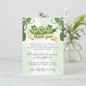 ポッド内の3つのエンドウサンキューカードノートトリプレット 招待状 (スタンド正面)