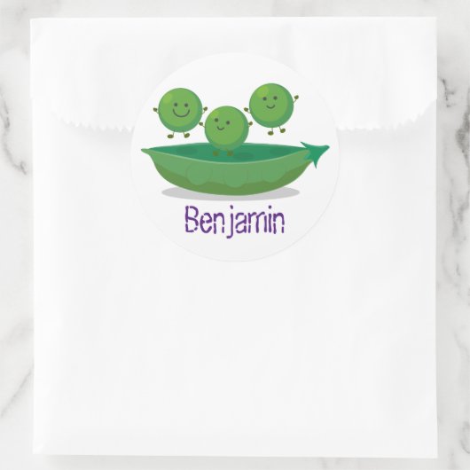 ポッド漫画のイラストレーションで飛ぶ可愛いエンドウ。 ラウンドシール (バッグ)