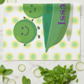 ポッド漫画の中の可愛いジャンプ豆イラストレーション キッチンタオル (折り畳み)