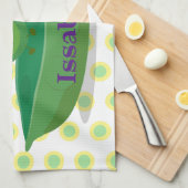 ポッド漫画の中の可愛いジャンプ豆イラストレーション キッチンタオル (四つ折り)