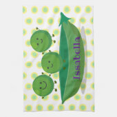 ポッド漫画の中の可愛いジャンプ豆イラストレーション キッチンタオル (縦)