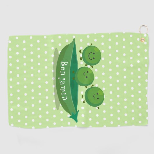 ポッド漫画の中の可愛いジャンプ豆イラストレーション ゴルフタオル (横)