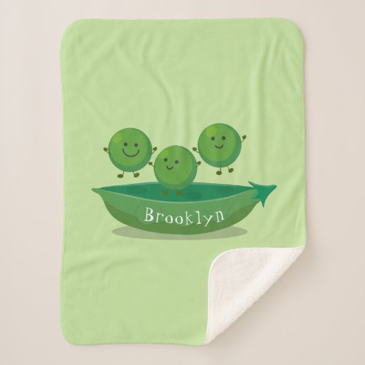 ポッド漫画の中の可愛いジャンプ豆イラストレーション シェルパブランケット (正面)