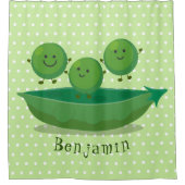 ポッド漫画の中の可愛いジャンプ豆イラストレーション シャワーカーテン (正面)