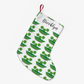 ポッド漫画の中の可愛いジャンプ豆イラストレーション スモールクリスマスストッキング (正面 (吊り時))