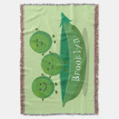 ポッド漫画の中の可愛いジャンプ豆イラストレーション スローブランケット (正面縦)