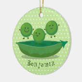 ポッド漫画の中の可愛いジャンプ豆イラストレーション セラミックオーナメント (左)