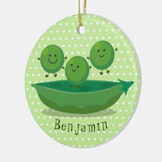 ポッド漫画の中の可愛いジャンプ豆イラストレーション セラミックオーナメント (左)