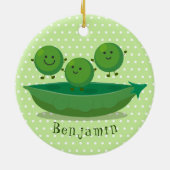 ポッド漫画の中の可愛いジャンプ豆イラストレーション セラミックオーナメント (裏面)