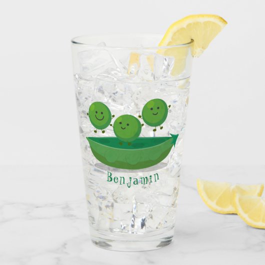 ポッド漫画の中の可愛いジャンプ豆イラストレーション タンブラーグラス (アイス裏面)