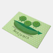 ポッド漫画の中の可愛いジャンプ豆イラストレーション ドアマット (アングル)