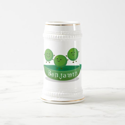 ポッド漫画の中の可愛いジャンプ豆イラストレーション ビールジョッキ (中央)