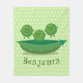 ポッド漫画の中の可愛いジャンプ豆イラストレーション フリースブランケット (正面)