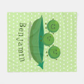 ポッド漫画の中の可愛いジャンプ豆イラストレーション フリースブランケット (正面(横))