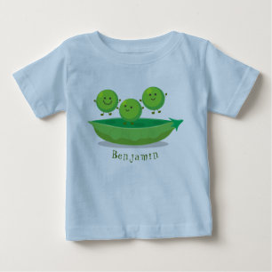 ポッド漫画の中の可愛いジャンプ豆イラストレーション ベビーTシャツ