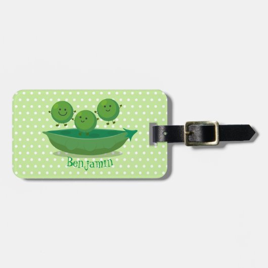 ポッド漫画の中の可愛いジャンプ豆イラストレーション ラゲッジタグ (正面横)