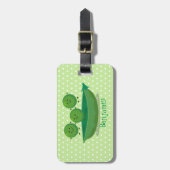 ポッド漫画の中の可愛いジャンプ豆イラストレーション ラゲッジタグ (正面縦)