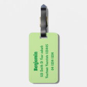 ポッド漫画の中の可愛いジャンプ豆イラストレーション ラゲッジタグ (裏面縦)