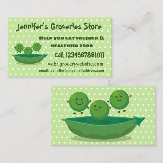 ポッド漫画の中の可愛いジャンプ豆イラストレーション 名刺 (正面/裏面)