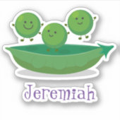 ポッド漫画の可愛い幸せな豆イラストレーション シール (正面)