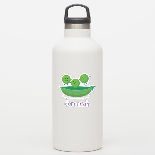 ポッド漫画の可愛い幸せな豆イラストレーション シール (ウォーターボトル)