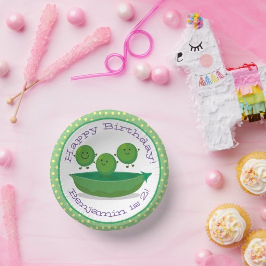 ポッド漫画の可愛い緑のエンドウのイラストレーション ペーパーボウル (パーティー)