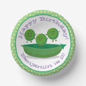 ポッド漫画の可愛い緑のエンドウのイラストレーション ペーパーボウル (正面)