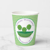 ポッド漫画の可愛い緑のエンドウのイラストレーション 紙コップ (裏面)