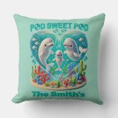 「ポッド甘いポッド」ホエールファミリーのカスタマイズ クッション (正面)