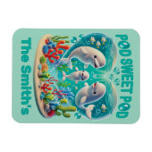 「ポッド甘いポッド」ホエールファミリーのカスタマイズ マグネット (横)