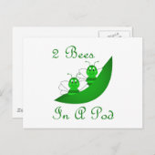 ポッド葉書に2匹のミツバチ ポストカード (正面/裏面)