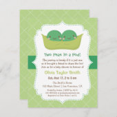 ポッド・ツインの可愛いエンドウベビーシャワー招待状 招待状 (正面/裏面)