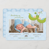 ポッド・ツイン・ボーイズ1個誕生のお知らせ 招待状 (正面/裏面)