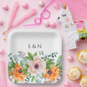 ポッパイズウォーターカラーフラワーズ紙プレート ペーパープレート (パーティー)