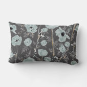 ポッパイズブルーグレーブラックウォーター色フローラルパターン ランバークッション (裏面)