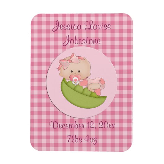 ポッパーソナライズされたドピンクのお知らせ マグネット (縦)