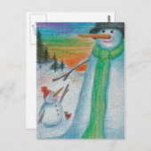 ポッパ雪だるまと彼の小さなビットのスノーボーイソン！ ポストカード (正面/裏面)